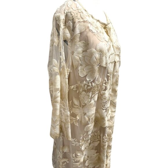 Alex Evenings Elegant Floral Embroidered Mesh Dress 16W - Picture 4 of 8